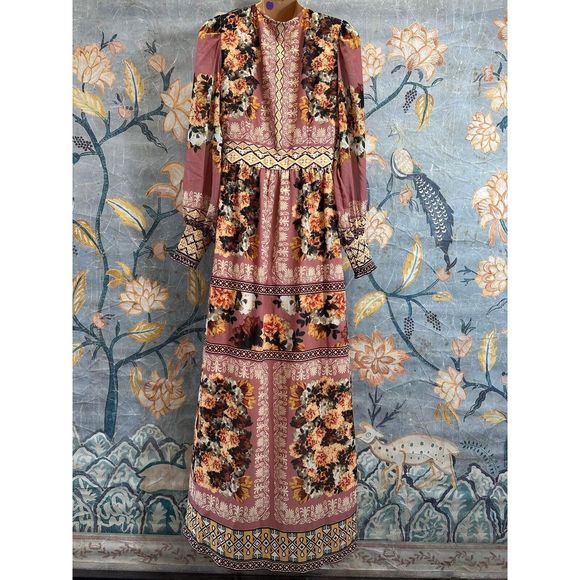 Anthropologie Vineet Bahl Embroidered Maxi Dress Size XS - Picture 9 of 10